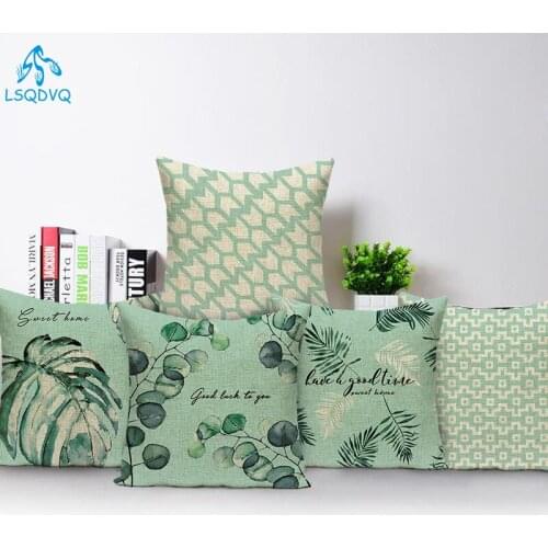 Tropical Green Monstera Plant Animals Deer Sofa Home Living Room Pillow Cushion Cover Pillowcase