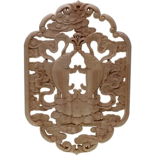 VZLX Natural Oak Wood Carved Applique Furniture Decorative Figurine Miniatures Model Vintage Home Decor Decoration Accessories