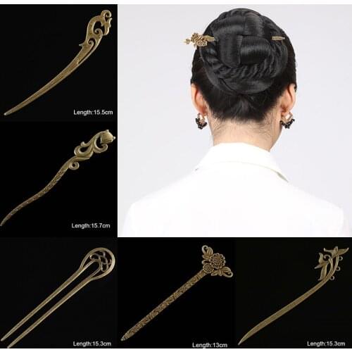 Women Retro Vintage Chinese Style Chopsticks Hair Stick Metal Ethnic Hair pin Hairpins Hair Jewelry Accessories