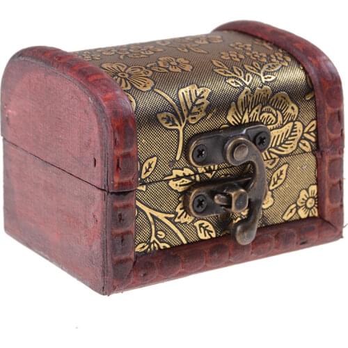1pc Wooden Vintage Treasure Chest Wood Jewellery Storage Box Case Organiser Ring 8*6.5*6cm