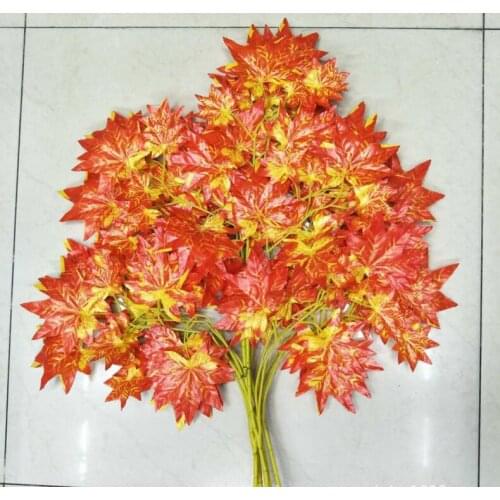 50pcs/lot white red green gold silver maple leaf branch leaves artificial silk plant for home decor party supplies
