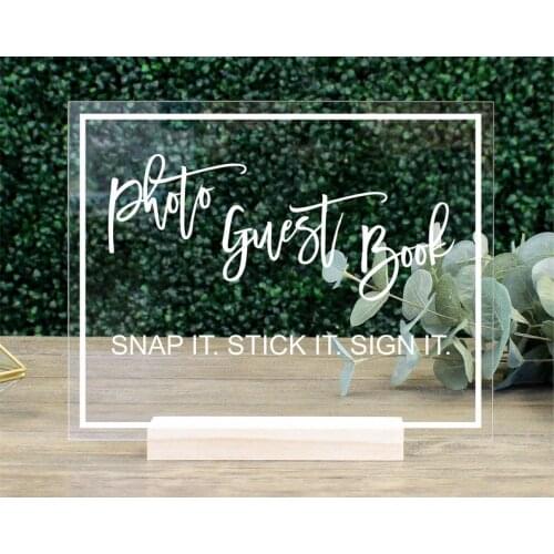 Photo Guest Book Table Sign Acrylic Wedding Sign Calligraphy Clear Wedding Table Sign Sign In Guestbook Sign Photobook