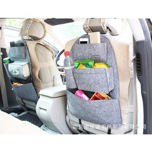 Car Storage Bag Fix on Back of Seat Felt Fabric Phone Holder,Paper holder,Book bag,Food bag, Purple,Red,Black,Gray,Green 1PC
