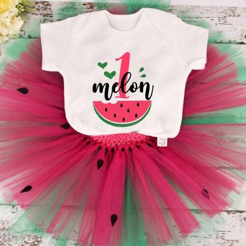 The First Birthday Clothing Outfits Summer Short Sleeve Bodysuits Tops Tutu Skirts 2Pcs Summer Clothing Suits