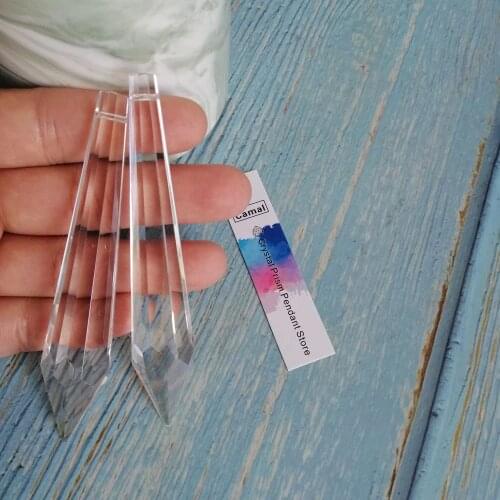 5Pcs 100mm Clear Glass Crystal Icicle Tine Chandelier Lamp Prisms Pointed Pendant DIY Bead Hanging Suncatcher Lighting Parts