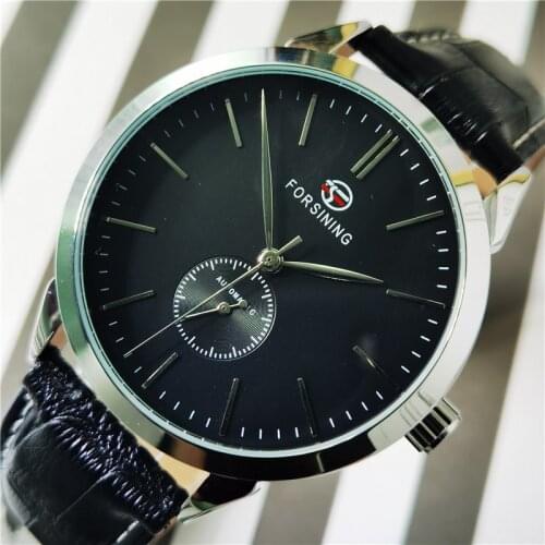 Forsining 2020 New Minimalist Mens Mechanical Watch Black Automatic Casual Genuine Leather Clock Male Wristwatch Relogio Saati