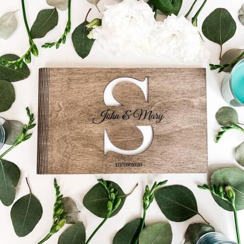 Wooden Wedding Guest Book for Rustic Wedding Decor Personalized Guestbook Album Wedding Gift