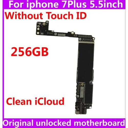 For iphone 7 Plus Original unlocked motherboard without touch ID for iphone 7Plus 256GB Clean iCloud mainboard for Apple A10 IOS