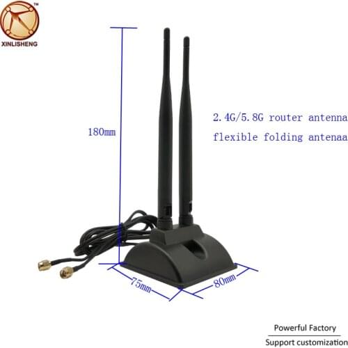 Factory price 2.4G 5.8G dual band wireless wifi repeater external router indoor communication antenna with flexible folding axis
