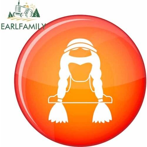 EARLFAMILY 13cm x 13cm Creative Round Girl Sticker Fuel Tank Cap Decoration Waterproof Car Sticker