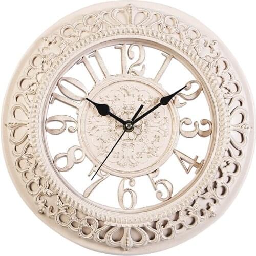 12 Inch European Creative Round Clock Retro Wall Clock Modern Design Clock Kitchen Bedroom Office Silent Decorative Quartz Clock