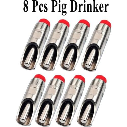 8PCS Pig Nipple Drinker Stainless Steel Farming Automatic Waterer Fountain Sow Drinkering Watering Piggery Farming Veterinary