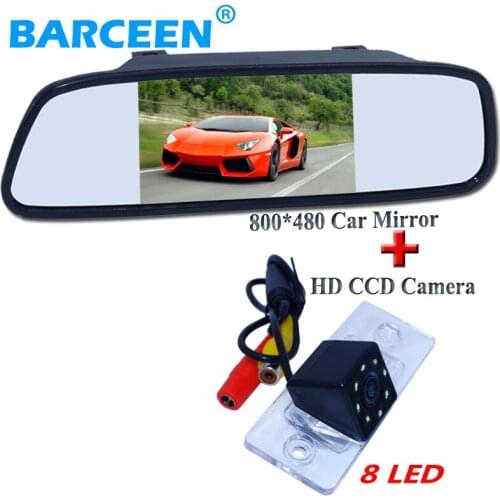Collocation suit for VW Touareg/Porsche Cayenne /Fabia/Poussin 8 led 170 wide angle car rear camera+5" car mirror monitor