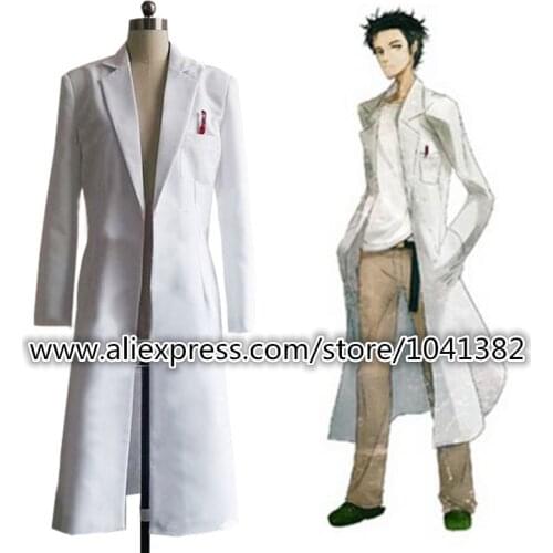 Steins Gate Okabe Rintarou Cosplay Costume Coat Long Jacket White Jacket costume