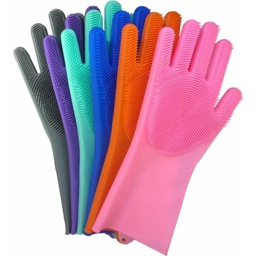 Kitchen Gloves Silicone Cleaning Brush Magic DishWashing Gloves For Household Scrubber Rubber Dish washing Gloves