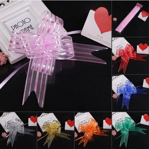 Hot 10pcs Beauty Organza Ribbon Pull Bows Wedding Car Decoration Gift Wrap Floristry