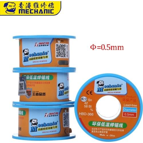 MECHANIC Lead-Free Soldering Tin Wire 0.5mm Sn42/Bi58 Welding Soldering Wire Roll Lead-Free Solder Wire