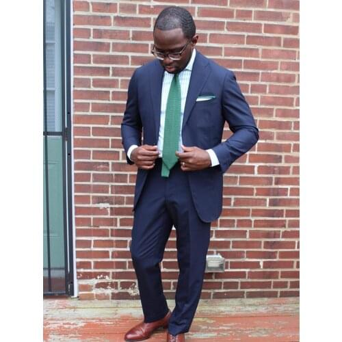 ANNIEBRITNEY Navy 2 Piece Regular Fit Men Business Suit Tailor Made Groom Wedding Tuxedo 2 Piece Prom Wedding Business Men Suit