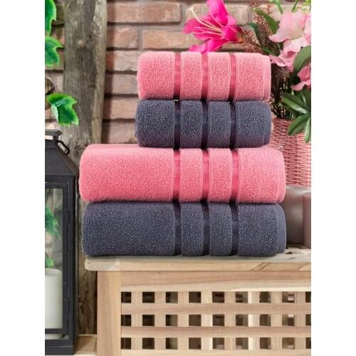 Bath Towel Set %100 Cotton 4pcs For Adults Quality Dry Easy Cleaning Thick Soft Absorbent Comfortable Beach Hotel made in Turkey