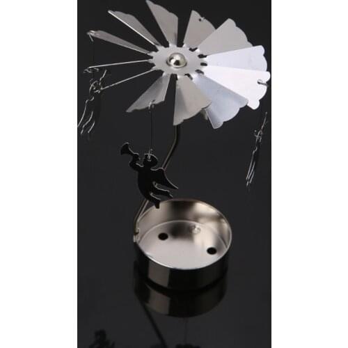 2021 New Rotary Spinning Tealight Candle Metal Tea light Holder Carousel Home Decor Gift