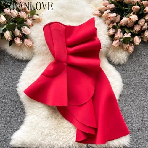 OCEANLOVE Sexy Tops Women Blouses 2021 Autumn Solid Ruffles Blusas Feminina Irregular Autumn Ins High Fashion Ropa Mujer