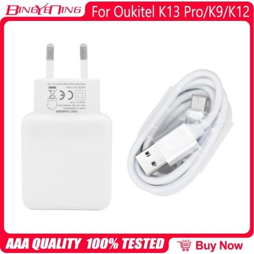 Original USB Adapter Charger EU Plug Travel Switching Power Supply+Usb Cable Data Line For Oukitel K13 Pro/K9/K12 5V 6A Phone