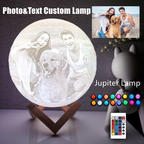 Customized Photo Jupiter Lamp Personalized Kids Wifes Gifts Night Light USB Charging Touch/ Tap/ Remote Control Home Decor