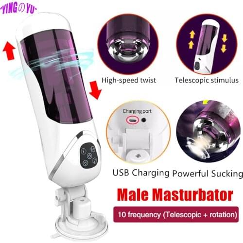 Full Automatic Piston Telescopic Rotation Male Masturbator Cup Adult Sex Toys Real Vagina Sucking Vibrator Handsfree Sex Machine