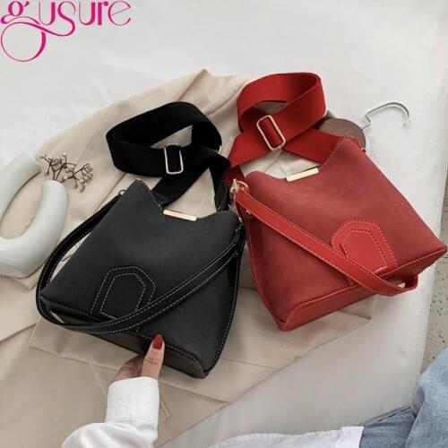 Gusure Women Casual Large Capacity Totes Handbags Luxury PU Leather Female Shoulder Messenger Bag Lady Vintage Buckets Bag Purse