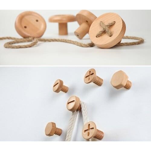 Simple Solid Wood Decorative Coat Hook Creative Wooden Wall Hanging Screw Hook Button Hanger Cross Home wooden Hook