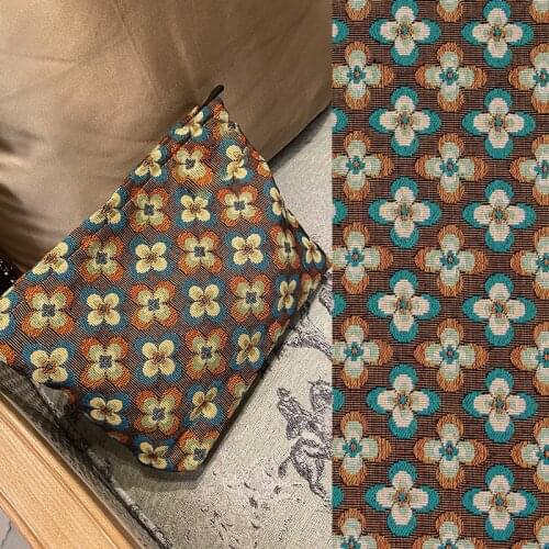 Blue And Yellow Flowers Jacquard Fashion Fabric For Dress Coat Tecido Cheap Fabric Tecidos Para Roupa Shabby Tissu Vestidos Diy