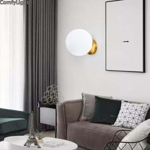 Nordic Modern Globe wall Lamps Frosted Glass Ball wall light bedroom atelier Kitchen bedside Light Fixture E27 Home Lighting