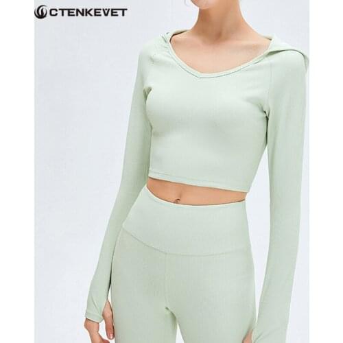 Thread Womens Long Sleeve Top Sports Jacket Gym Clothes Fashion Top Women Sportswear Yoga Fitness 4 Coluor Tight Hoodie