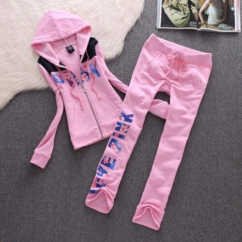Two Piece Set Tracksuit Women Clothing Spring Fall Zipper Top+Pant Sweat Suits Sportswear Outfits Matching Sets Letter Pattern