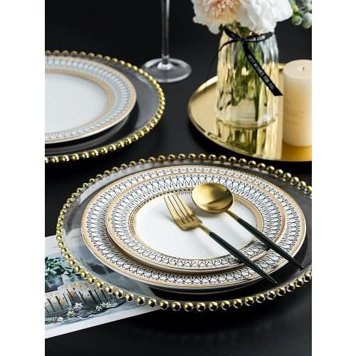 European-style ceramic ornaments Pearl plates, salads, steaks, western dishes, plates, decorative mats