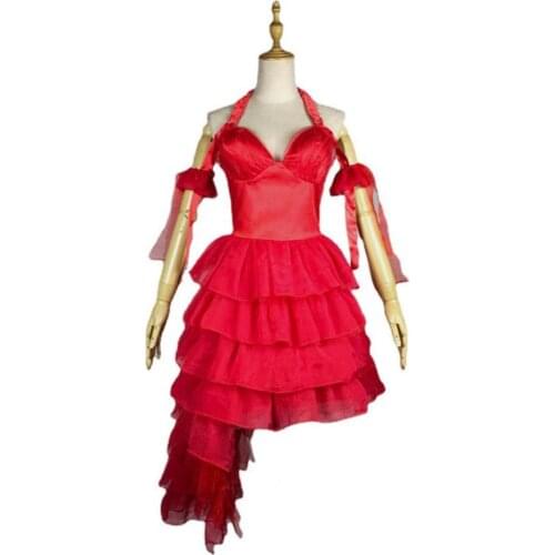 NEW Suicide2 Harleen Quinzel Female clown red dress Harley wig Quinn tattoo sticker accessory cosplay halloween costume