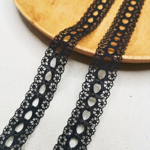 1M Embroidery Tulle Lace Ribbon 1.5cm White Black Flower Lace Fabric For Sewing Trimmings Clothing Wedding encajes dentelle FR11