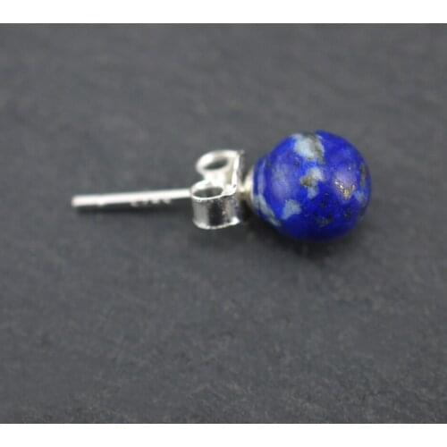 1pc 925 Sterling Silver Lapis Lazuli Blue Ball Single Post Stud Earring Jewelry A1119