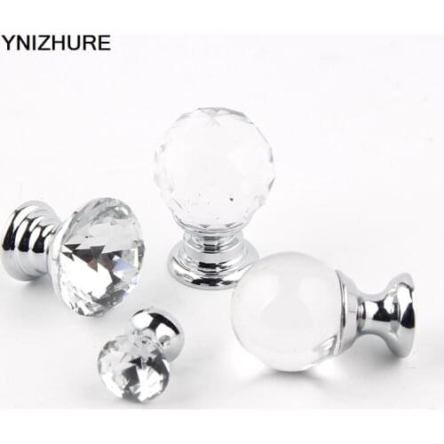 10PCS 17mm/20mm Transparent Crystal Glass MINI Small Handle Furniture Jewelry Box Knob Drawer Cabinets Furniture Kitchen