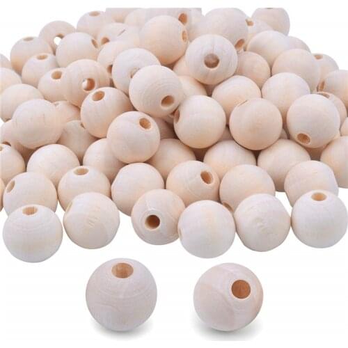 100pcs 10mm Wooden Beads Natural Round Wood Beads Unfinished Loose Beads for DIY Craft Making Home Farmhouse Decoration
