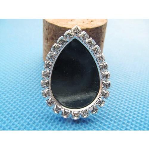 50pcs White Rhinestone Flatback Oval Copper Raindrop Pendant Charm Finding,Base Setting Tray Bezel,fit 18mmx25mm Cabochon Cameo