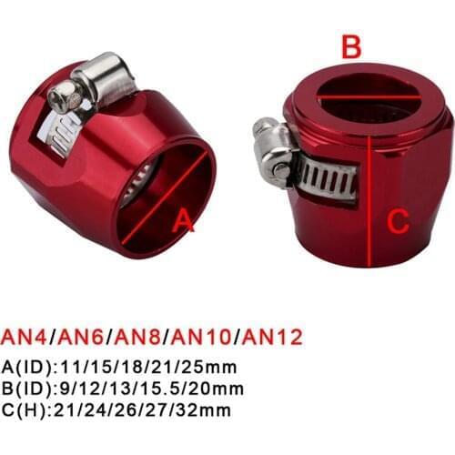 8AN Hose Finisher Clamp, Fuel Line Hose End Fitting for Fuel Oil Air Line, Aluminum Alloy Red