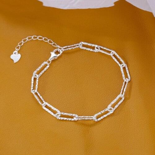 925 Sterling Silver Tassel Link Chain Geometric Charm Bracelet &Bangle For Women Girls Party Jewelry SL170