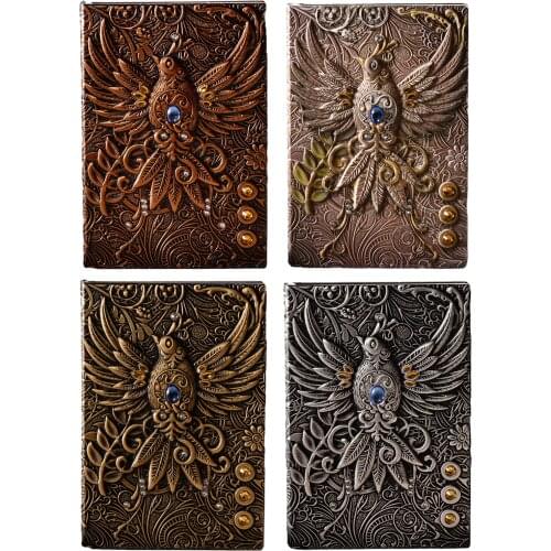 Antique Embossed Phoenix Image Writing Notebook A5 Lined Journal Sketchbook for Writers Travelers