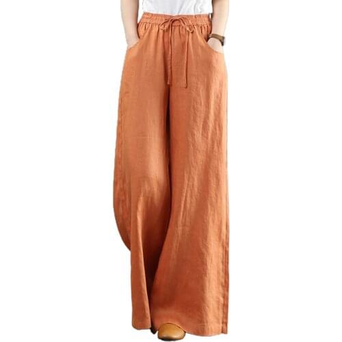 Autumn Spring Wide Leg Pants Elegant Women High Waist Solid Flare Pants Casual Loose Long Trousers Floral Pantalon Streetwear