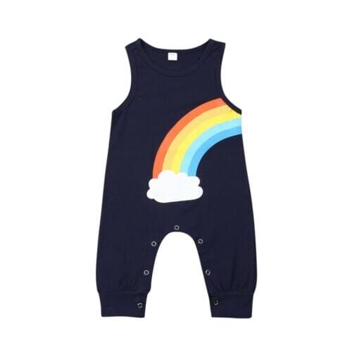 CA Summer Newborn Baby Boys Girl Rainbow Romper Bodysuit Trousers Outfit Clothes