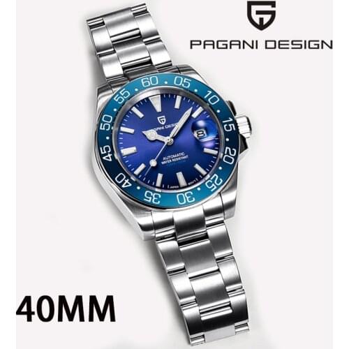 PAGANI DESIGN 2021 Top Brand Automatic Mechanical Clock Mens Business Stainless Steel Waterproof Blue Watch reloj hombre