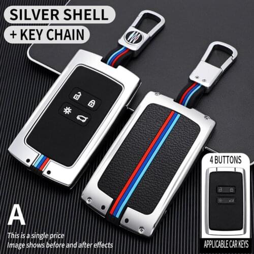 Zinc Alloy Car Key Cover for R.enault Silicone Key Cover Key Case Chain For R.enault Kadjar Megane Koleos QM5 QM6 2016 2018