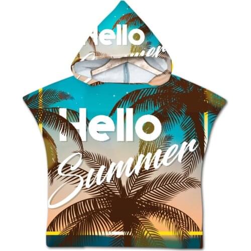 Children Cute Printed Hooded Cloak Beach Towel Microfiber Baby Boys Girls Kids Sports Swimming Bath Towel