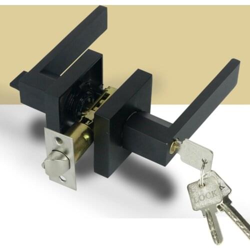 Door Handle Door Handle Lock Square Channel Privacy Mask Interior Bedroom Room Bathroom Three-Bar Spherical Lock-Black